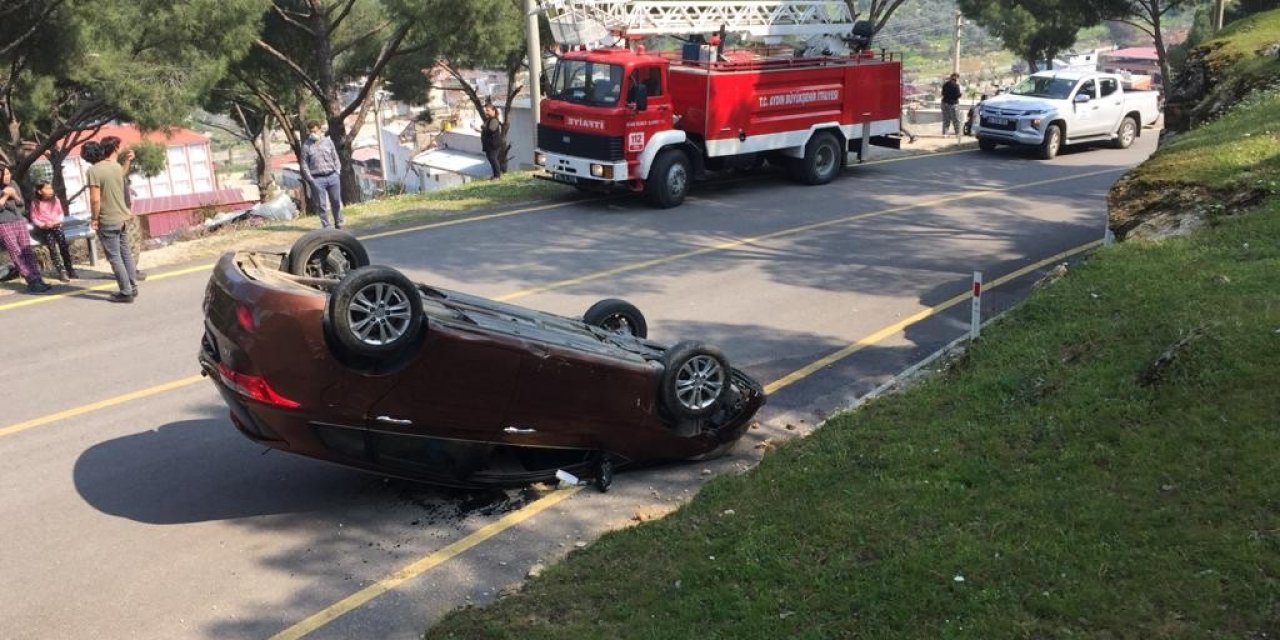 Devrilen Otomobildeki 4 Kişi Hafif Şekilde Yaralandı