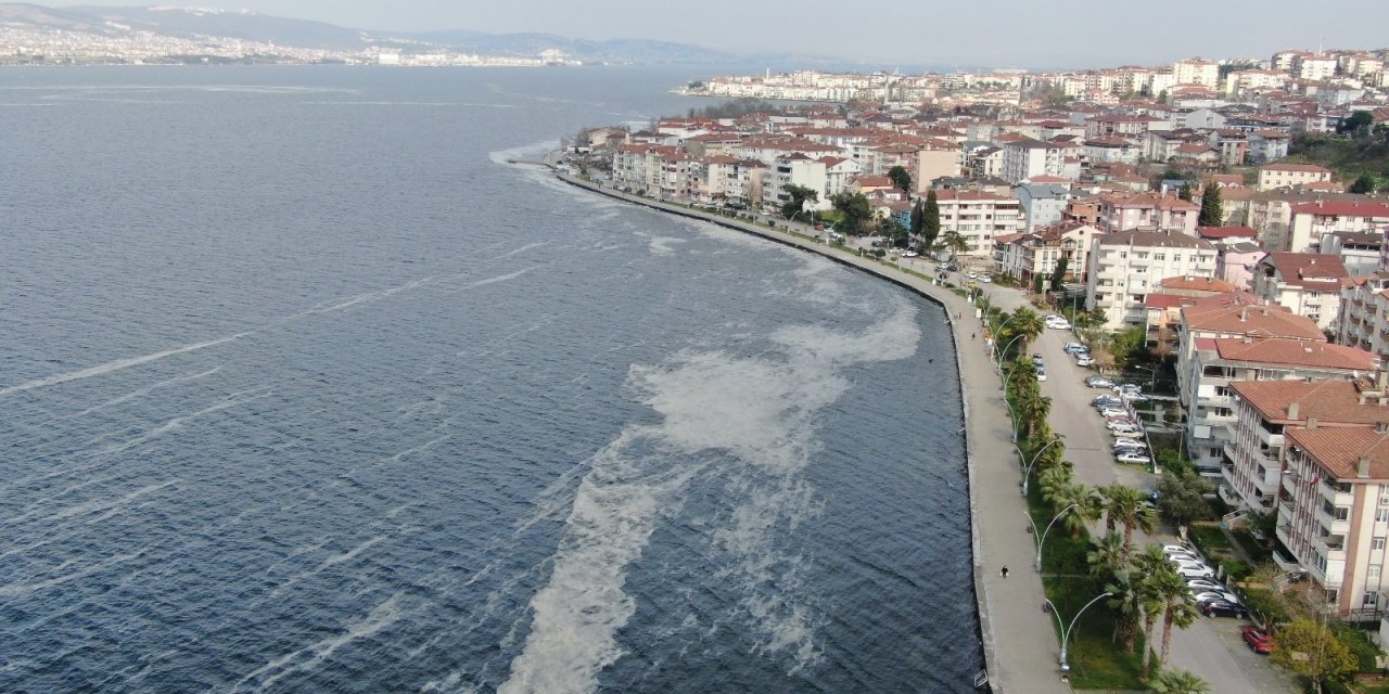 Deniz Salyası İ̇zmit Körfezi’ni Beyaza Bürüdü