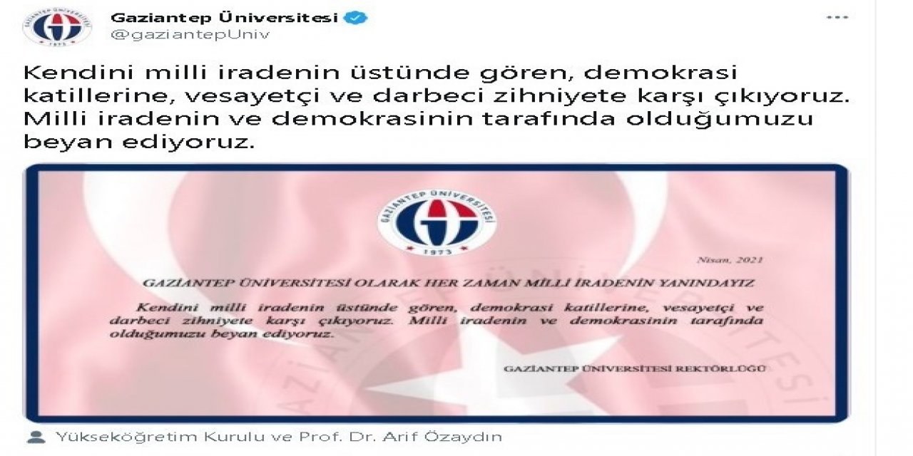 Gaziantep’teki Üniversitelerden 104 Amirale Bildiri Tepkisi