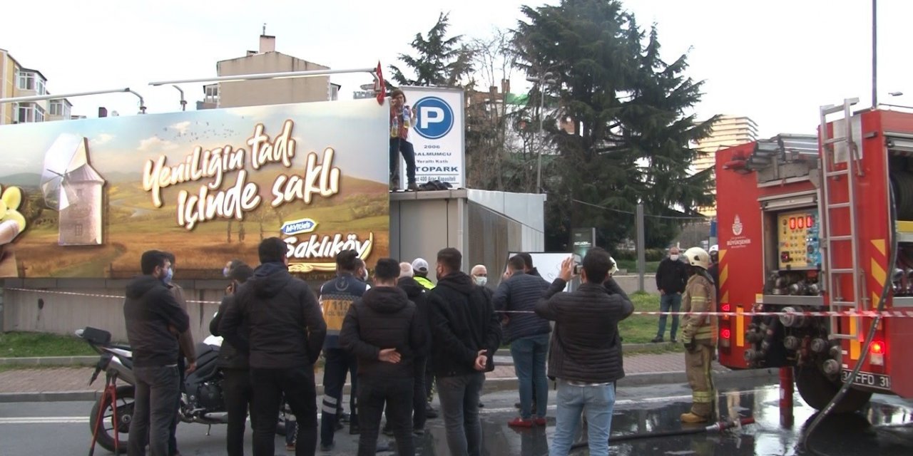Şişli’de Korku Dolu Anlar: Boynuna Benzin Dolu Şişe Bağladı, İntihara Kalkıştı