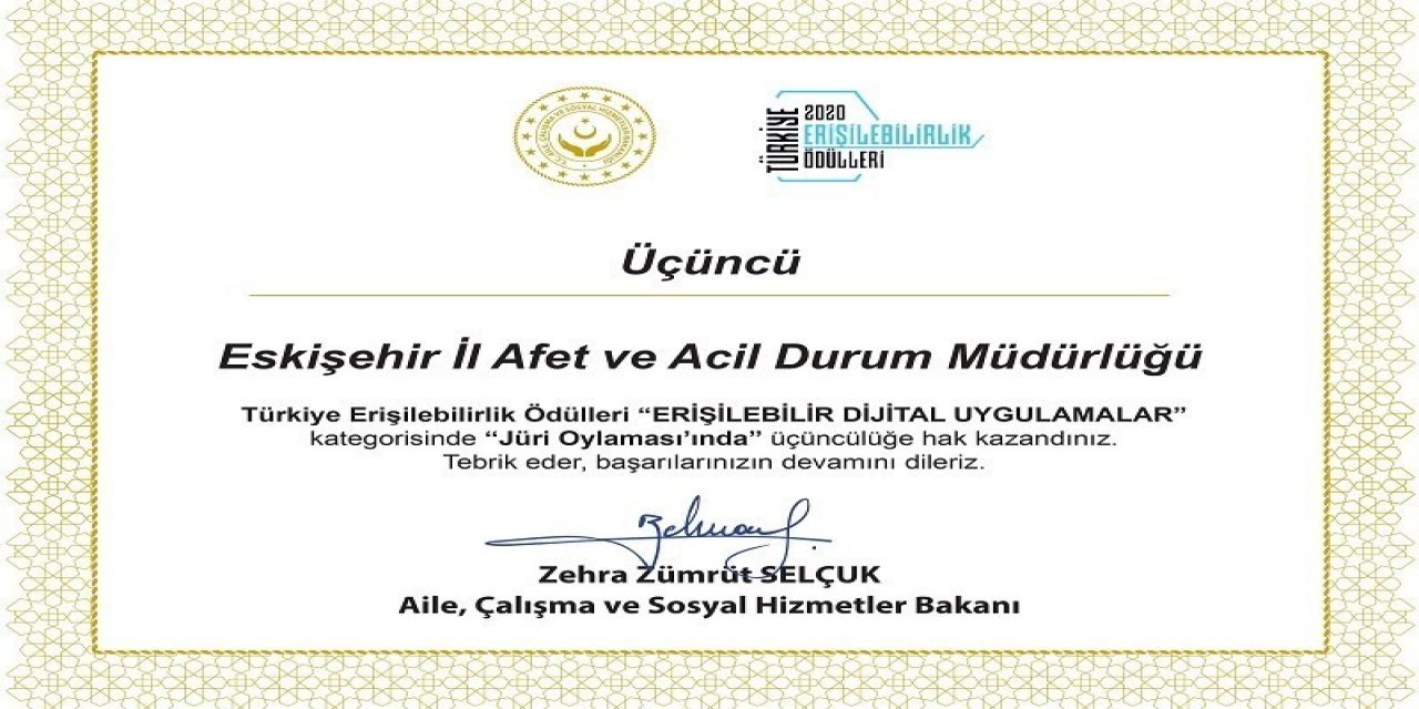 Eskişehir Afad’a Ödül