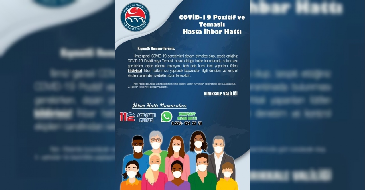 Kırıkkale’de ’Covid-19 hasta ihbar hattı’ kuruldu
