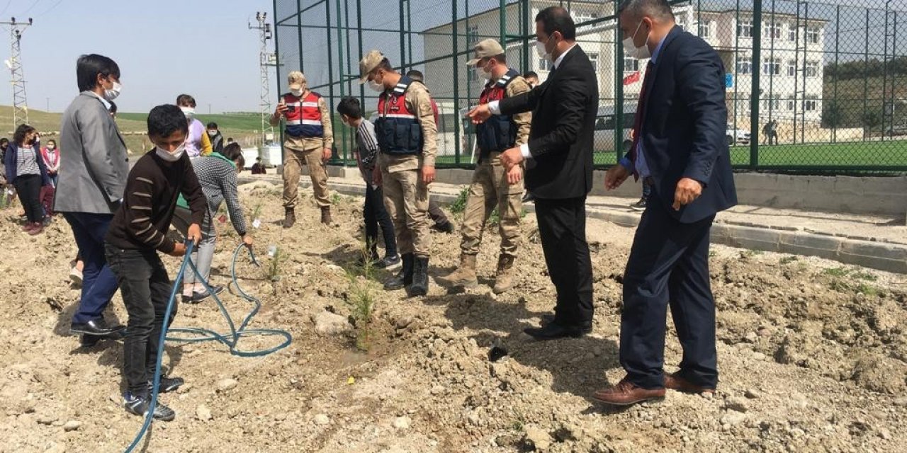 Öğretmen Ve Öğrenciler Fidan Diktiler