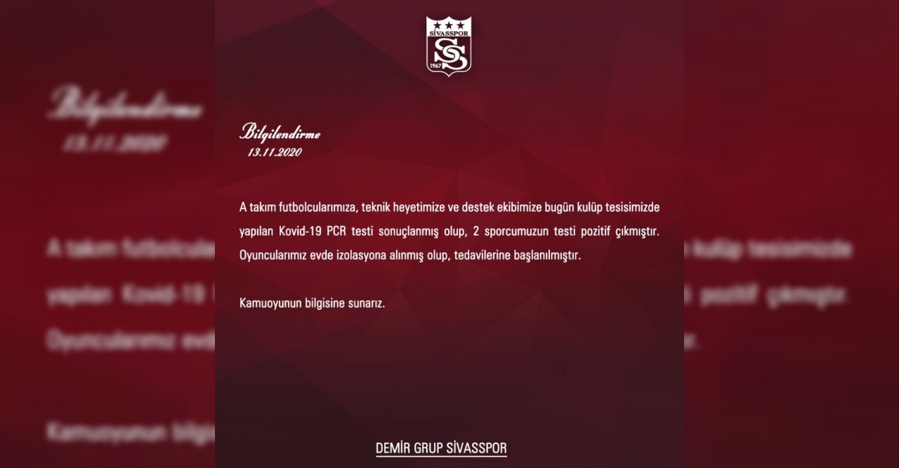 Sivasspor’da korona virüs şoku!
