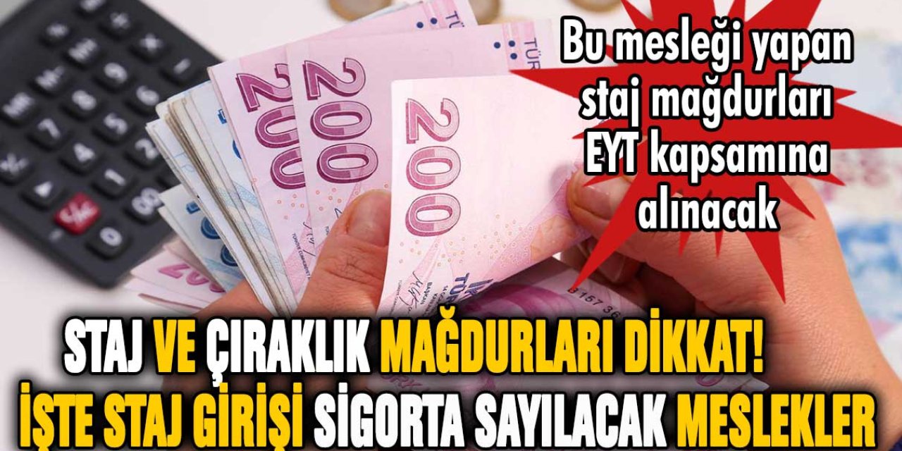 Staj ve çıraklık mağdurları dikkat! İşte staj süresi EYT'ye dahil edilecek meslekler