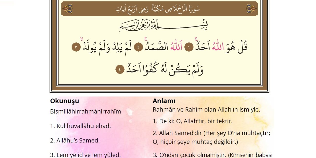 İhlas Suresi okunuşu, Türkçe yazılışı, meali ve anlamı, fazileti, faydaları nelerdir? Tüm soruların cevapları