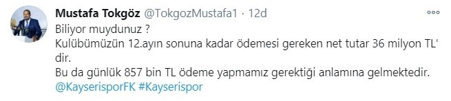 Kayserispor her gün 875 bin TL ödemek zorunda!