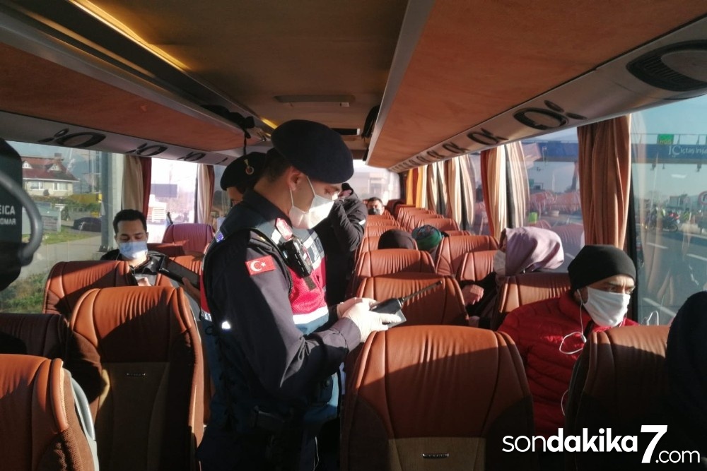 Kuzey Marmara Otoyolu’nda şehirlerarası otobüslere covid denetimi