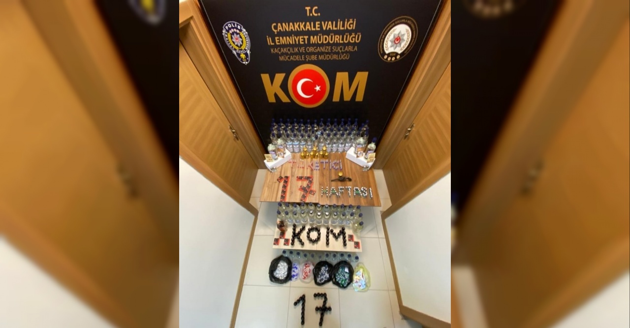 Çanakkale’de sahte alkol operasyonunda çok sayıda sahte etil alkol bulundu