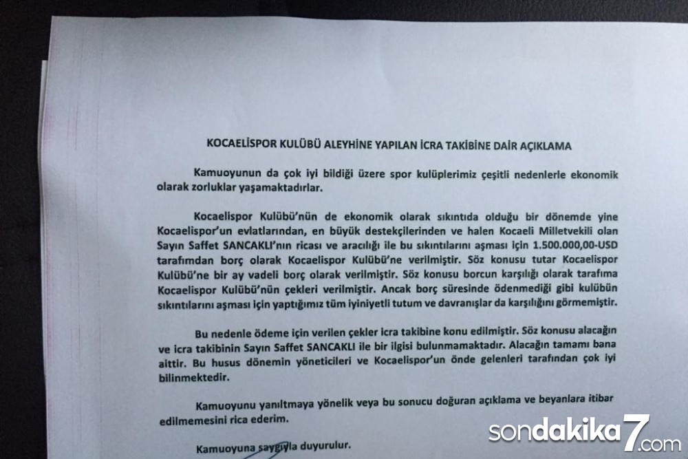 Aziz Yıldırım, Saffet Sancaklı’ya sahip çıktı