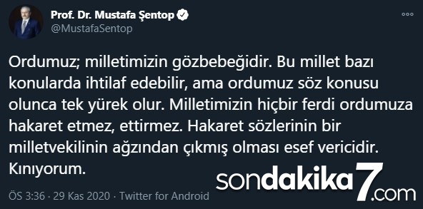 TBMM Başkanı Şentop: "Hakaret sözlerinin bir milletvekilinin ağzından çıkmış olması esef vericidir"