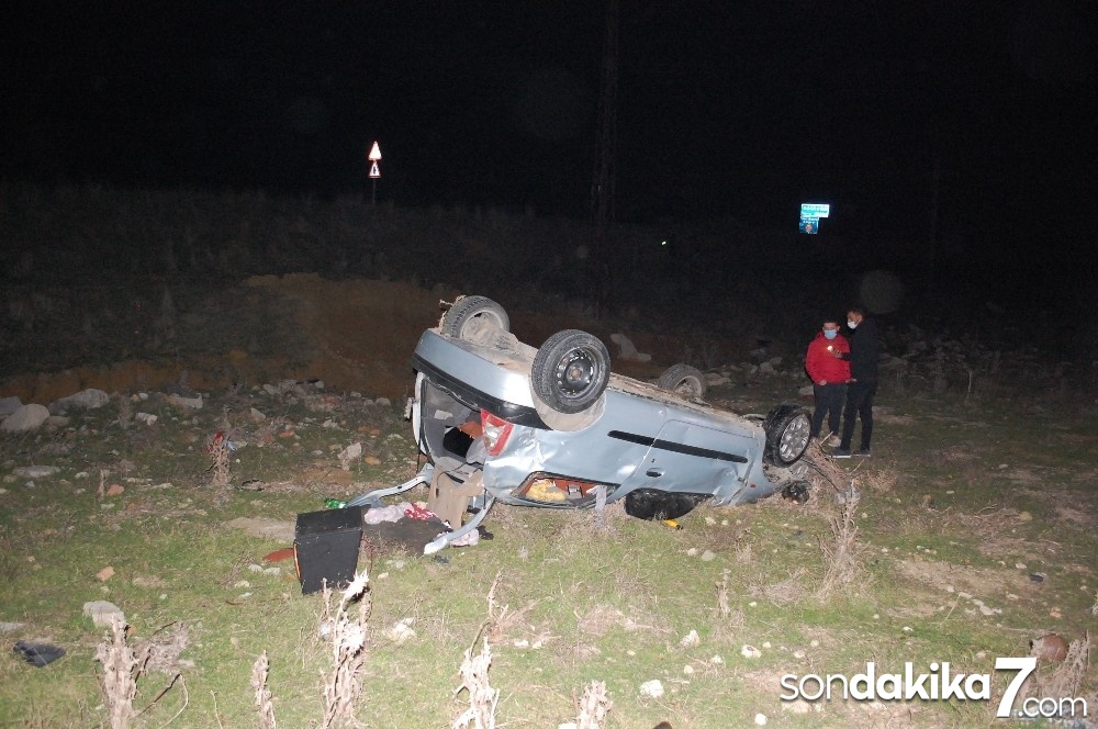 Takla atan otomobilin sürücüsü ağır yaralandı