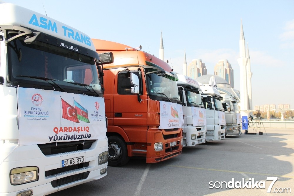 Türkiye Diyanet Vakfı’ndan Azerbaycan’a 6 tır yardım