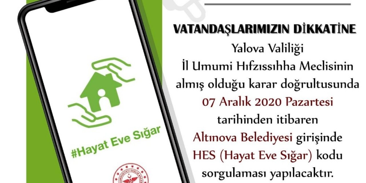 Altınova Belediyesi´nde Hes Kodu Uygulaması Başlıyor