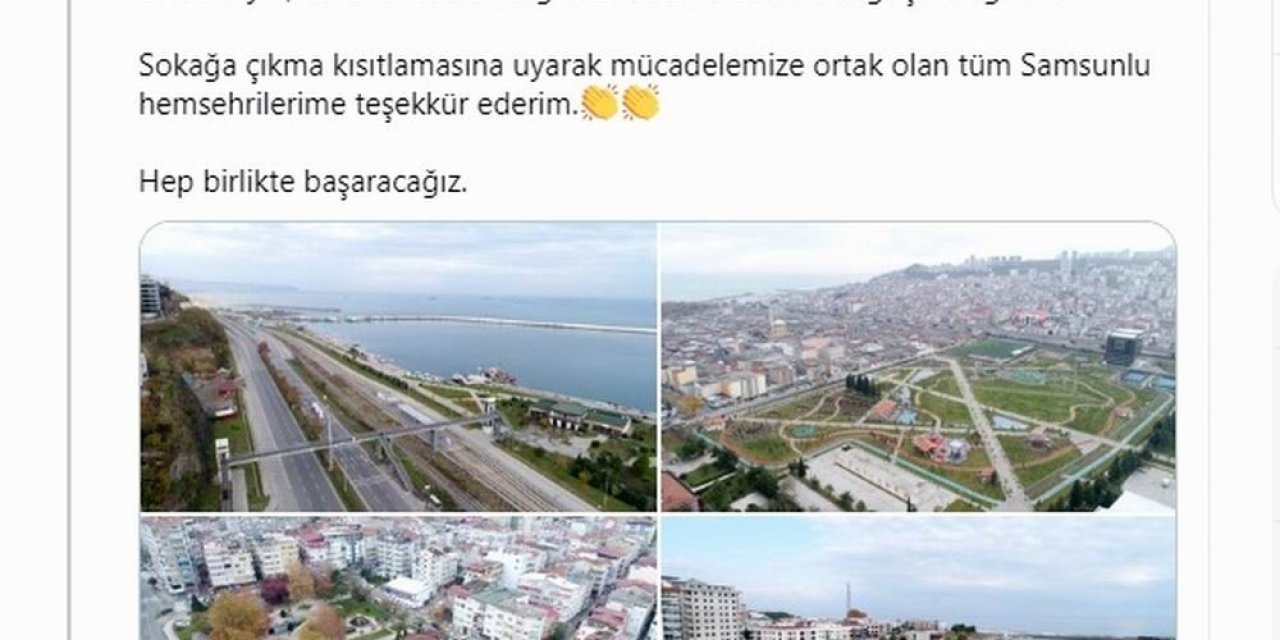 Vali Dağlı’dan Samsunlulara Teşekkür