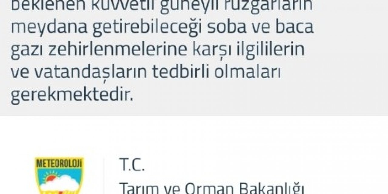 Meteorolojiden Baca Gazı Zehirlenmesi Uyarısı