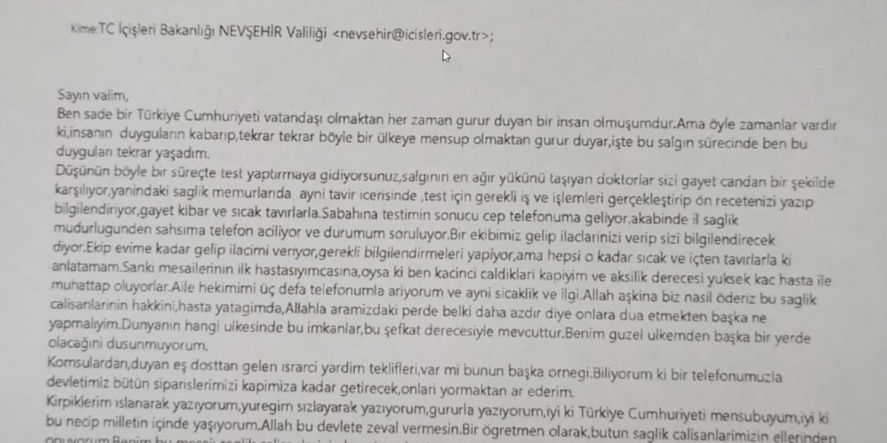 Covid-19 Tedavisi Gören Öğretmenden Sağlık Çalışanlarına Duygu Dolu Mektup