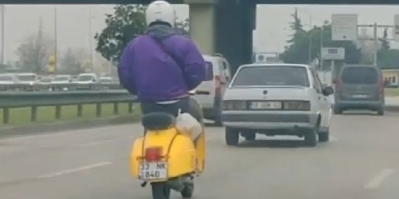 Bursa’da Motosiklet Sürücüsü Elleri Cebinde Şerit Değiştirdi