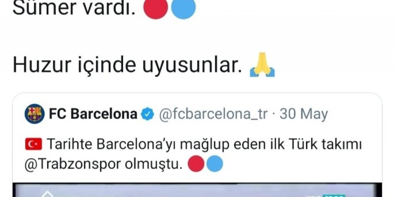 Barcelona, Özkan Sümer İçin Başsağlığı Mesajı Yayımladı
