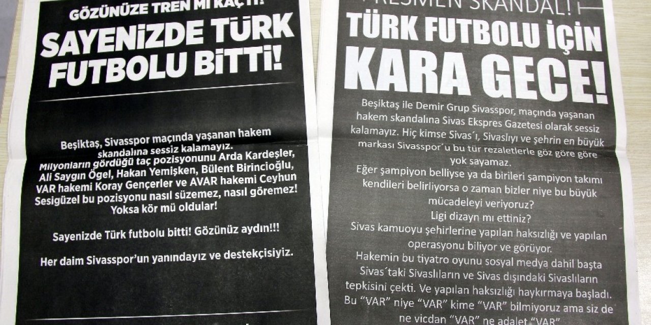 Sivas’ta Yerel Gazeteler Spor Sayfalarını Kararttı!