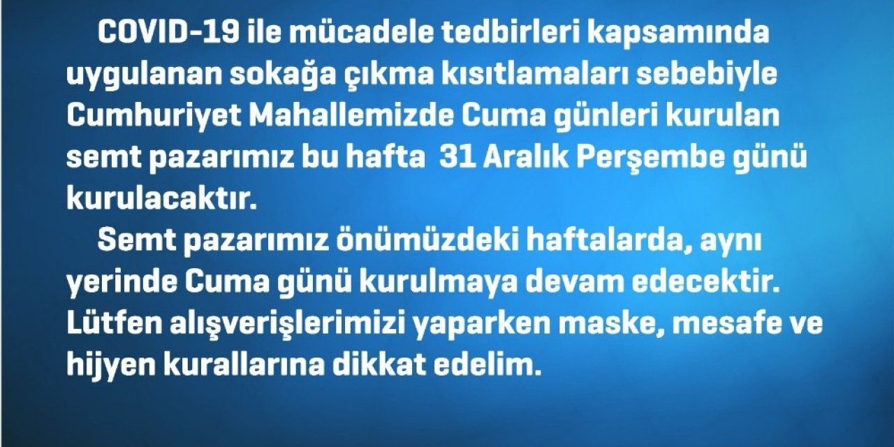 Didim’de Semt Pazarı Perşembe Günü Kurulacak