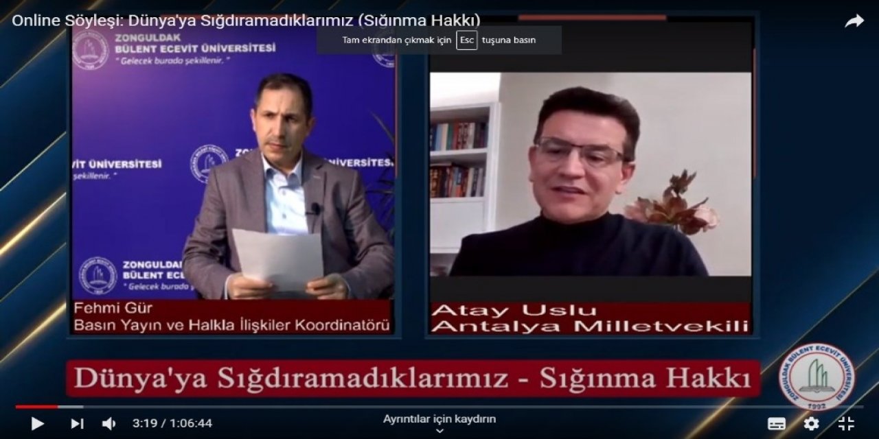 Uslu, ‘dünyaya Sığdıramadıklarımız’ Başlıklı Söyleşinin Konuğu Oldu