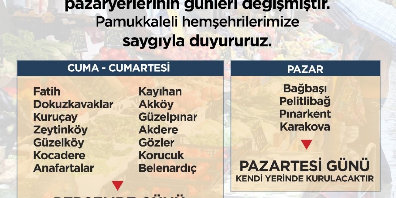 Pamukkale’de Pazarların Günü Değişti