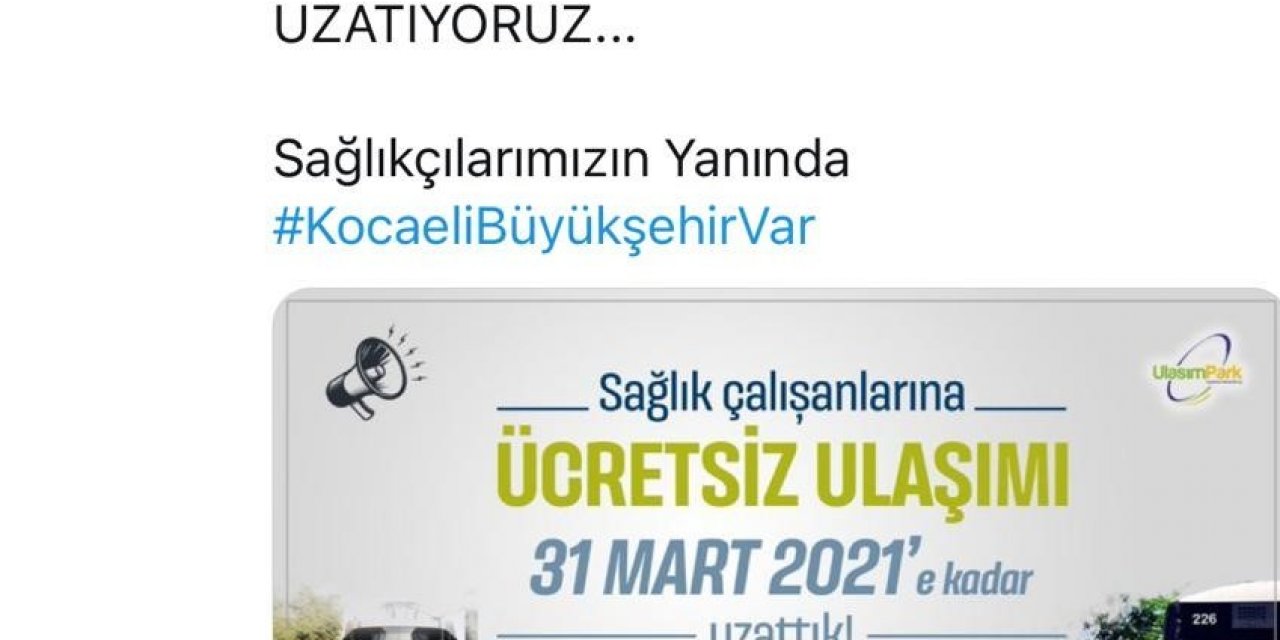 Sağlık Çalışanlarının Ücretsiz Ulaşım Hizmeti Tarihi Uzatıldı