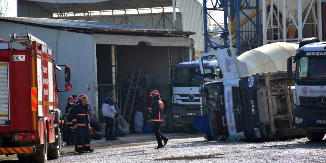 Kantara Çıkartılan Beton Mikseri Devrildi: 1 Yaralı