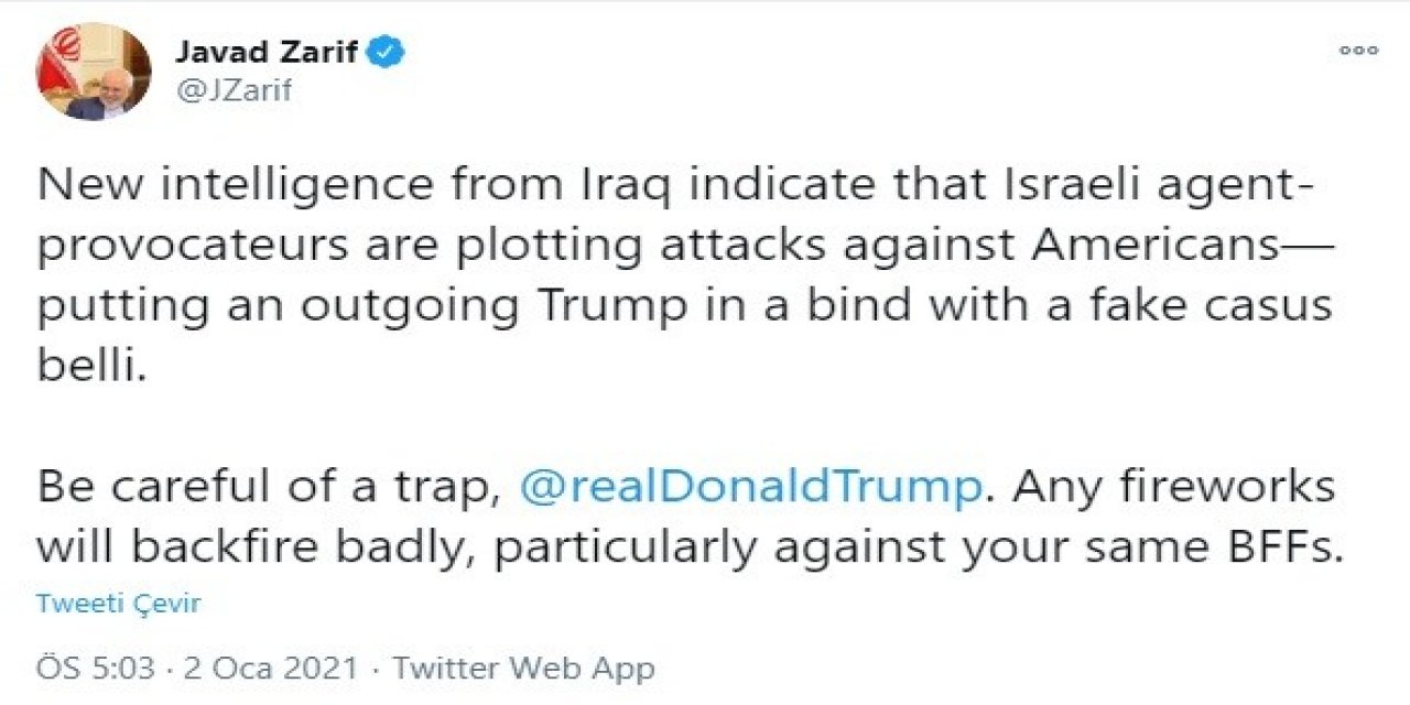 İran’dan Trump’a "israilli Provokatör Ajanlar Saldırı Planlıyor" Uyarısı