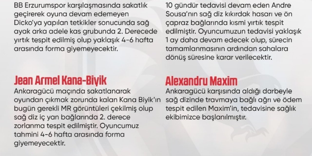 Gaziantep Fk’da Sakatlık Şoku