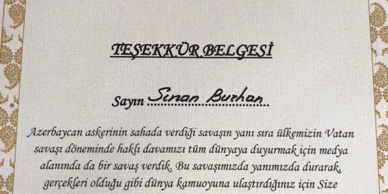 Azerbaycan’dan Anadolu Yayıncılar Derneği Ve Gazetecilere Teşekkür Belgesi