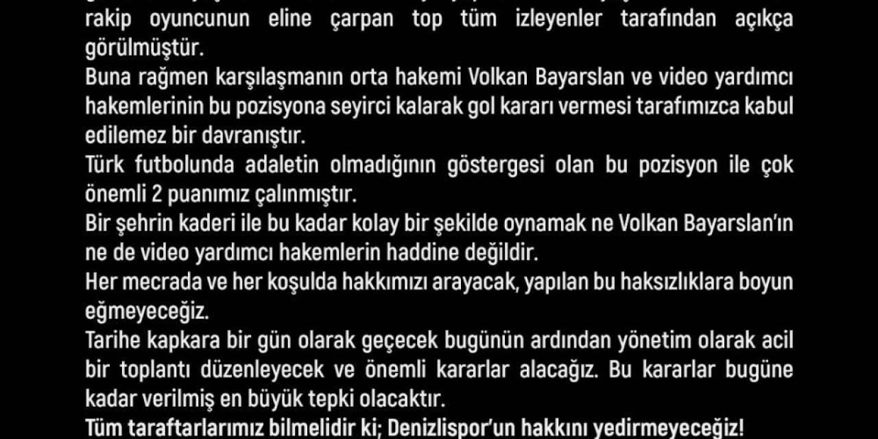 Denizlispor ‘sportmenliğe Aykırı Açıklamaları’ Nedeniyle Pfdk’ya Sevk Edildi