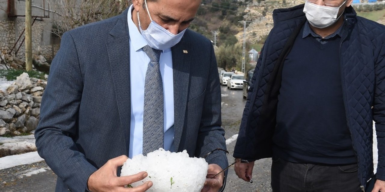 Başkan Bozdoğan, Dolu Yağışının Etkilediği Bölgede İncelemelerde Bulundu