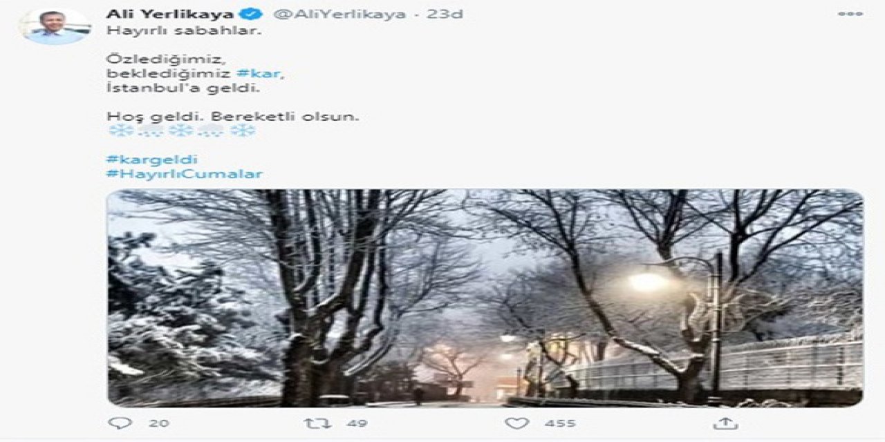 İstanbul Valisi Ali Yerlikaya’dan Kar Paylaşımı