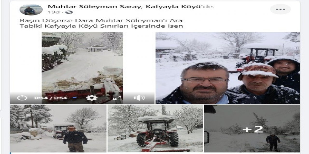Karla Kaplı Yolları Kendi İmkanlarıyla Açan Muhtarın Paylaşımı Gülümsetti