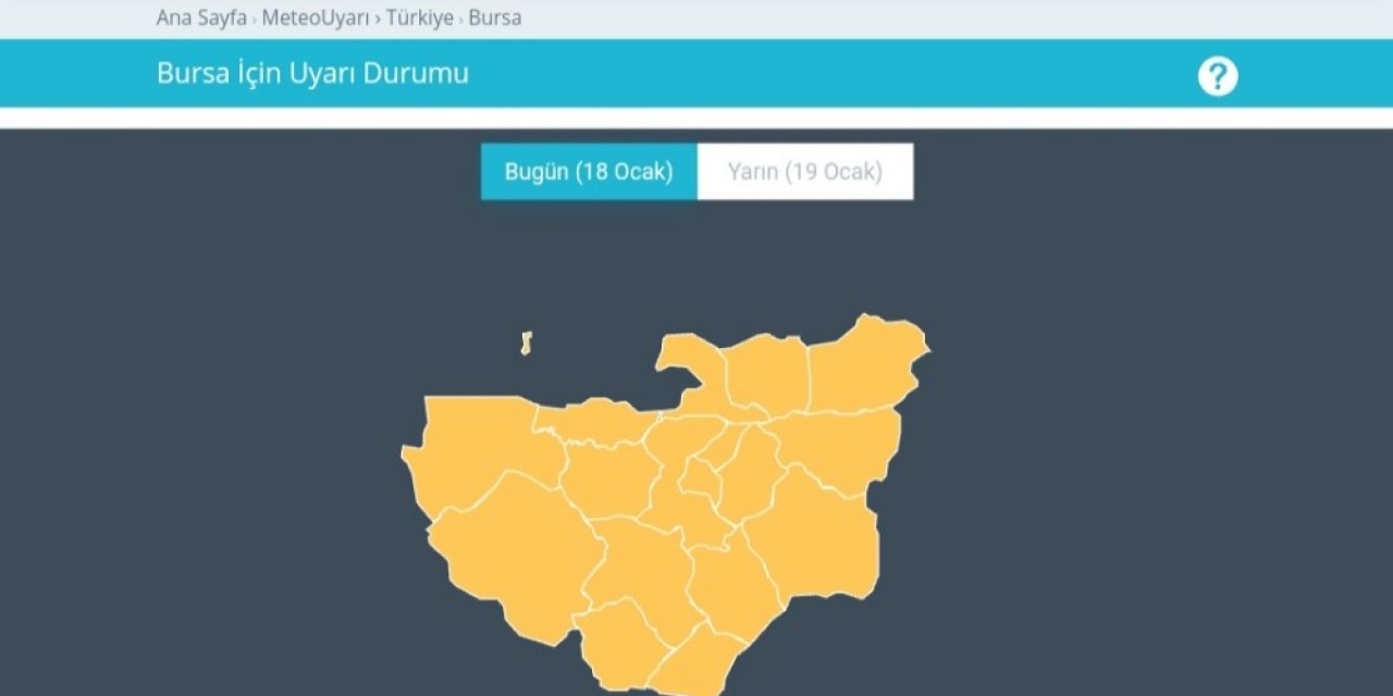 Meteorolojiden Bursa İçin Turuncu Uyarı