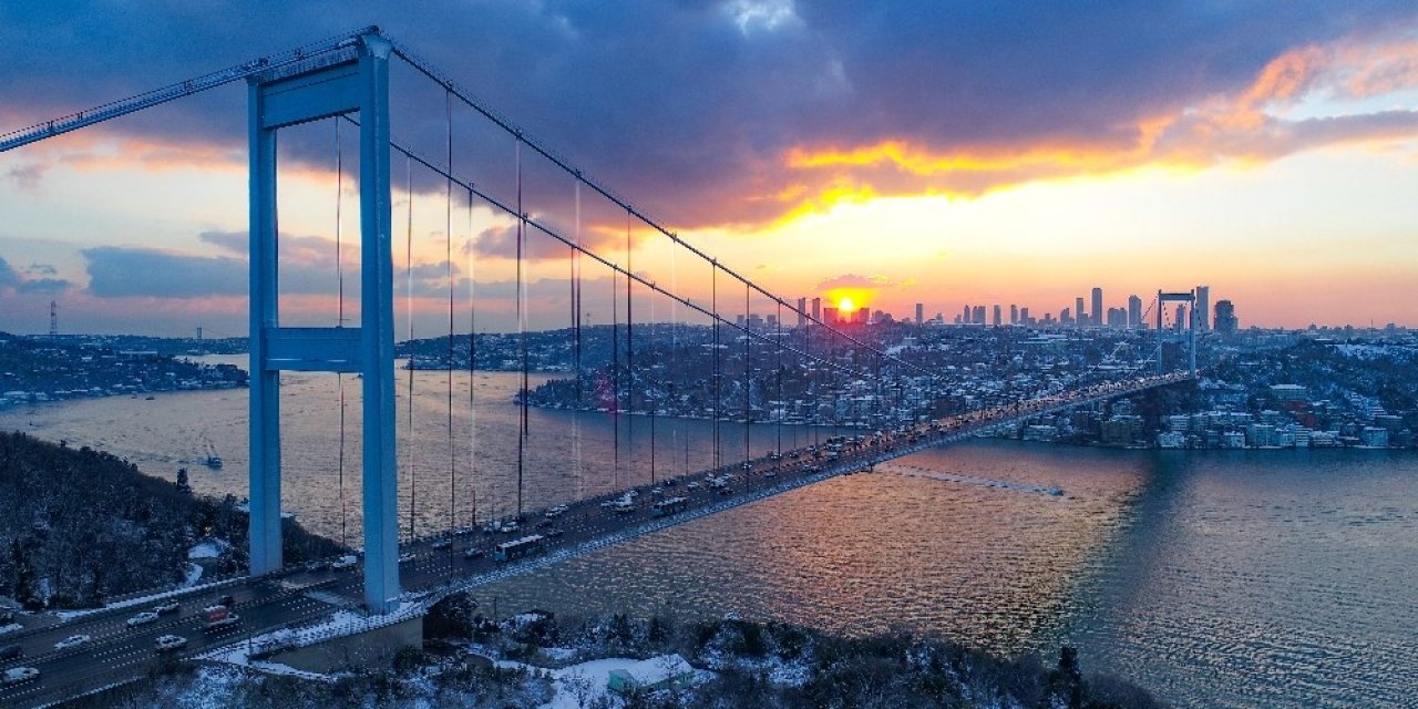 Kış Güneşiyle Kartpostallık Gün Batımı
