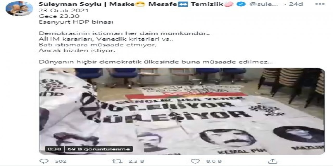 Bakan Soylu: “dünyanın Hiçbir Demokratik Ülkesinde Buna Müsaade Edilmez”