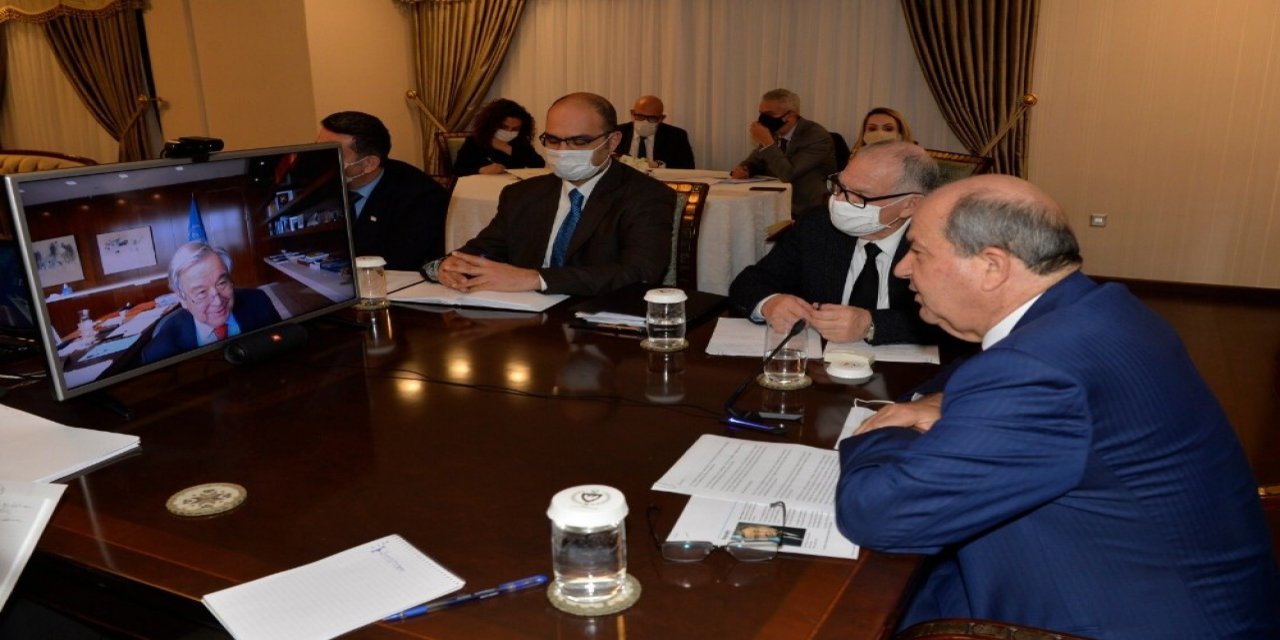 Kktc Cumhurbaşkanı Tatar, Bm Genel Sekreteri Guterres İle Telekonferans Görüşmesi Yaptı