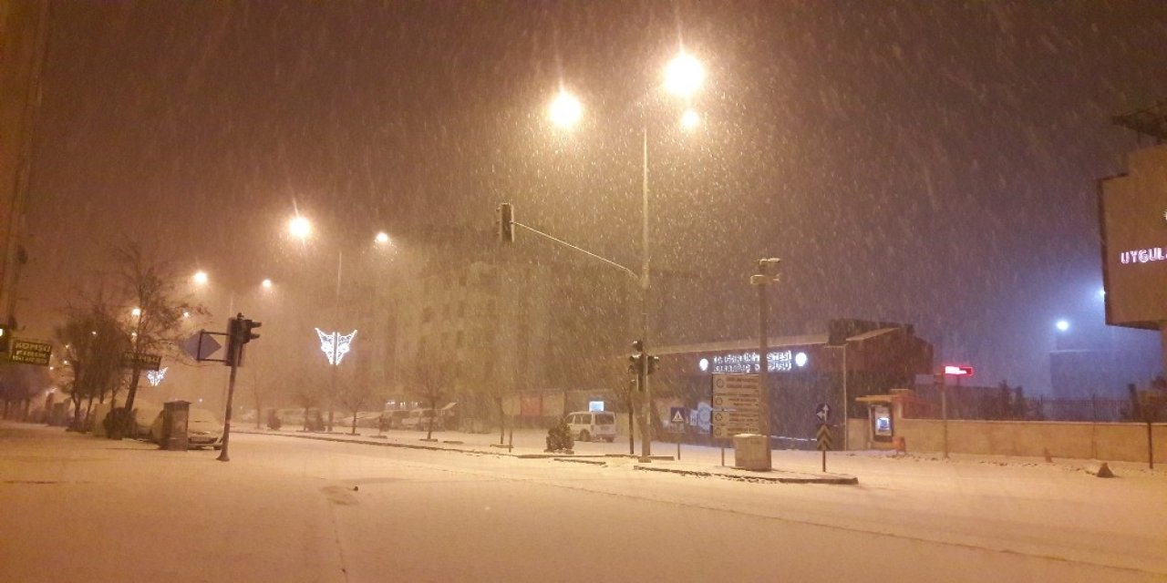 Iğdır’da Gece Lapa Lapa Yağan Kar Görsel Şölen Oluşturdu