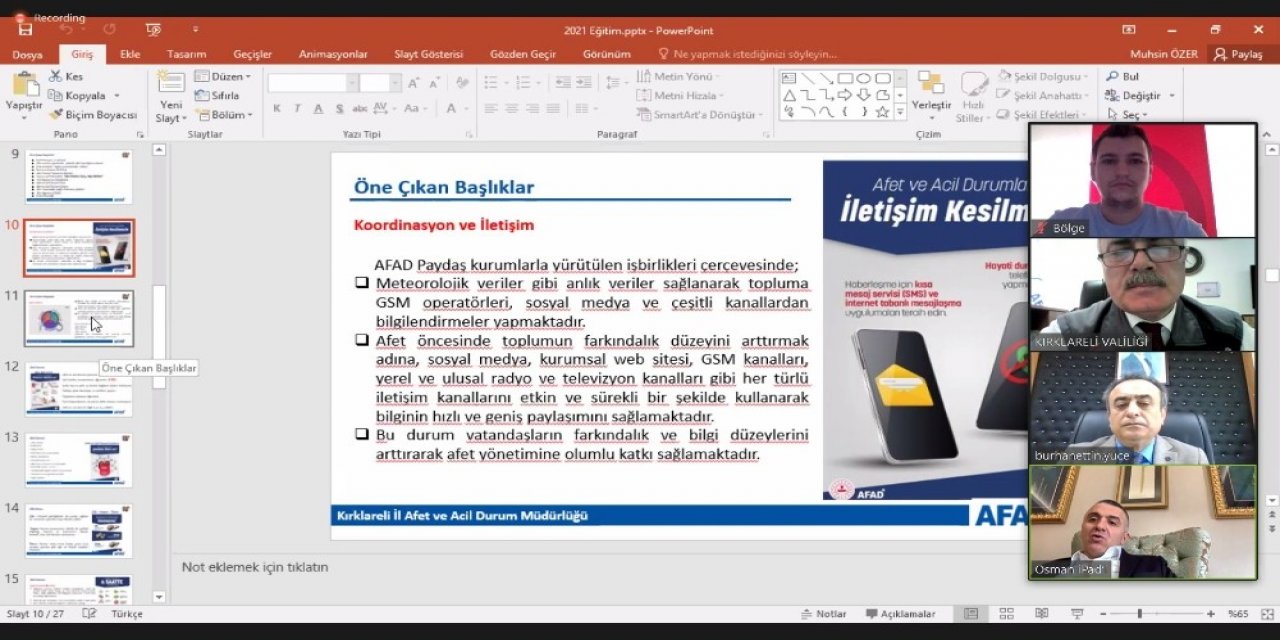 İ̇l Afet Risk Azaltma Planı Tanıtım Ve Değerlendirme Toplantısı Yapıldı