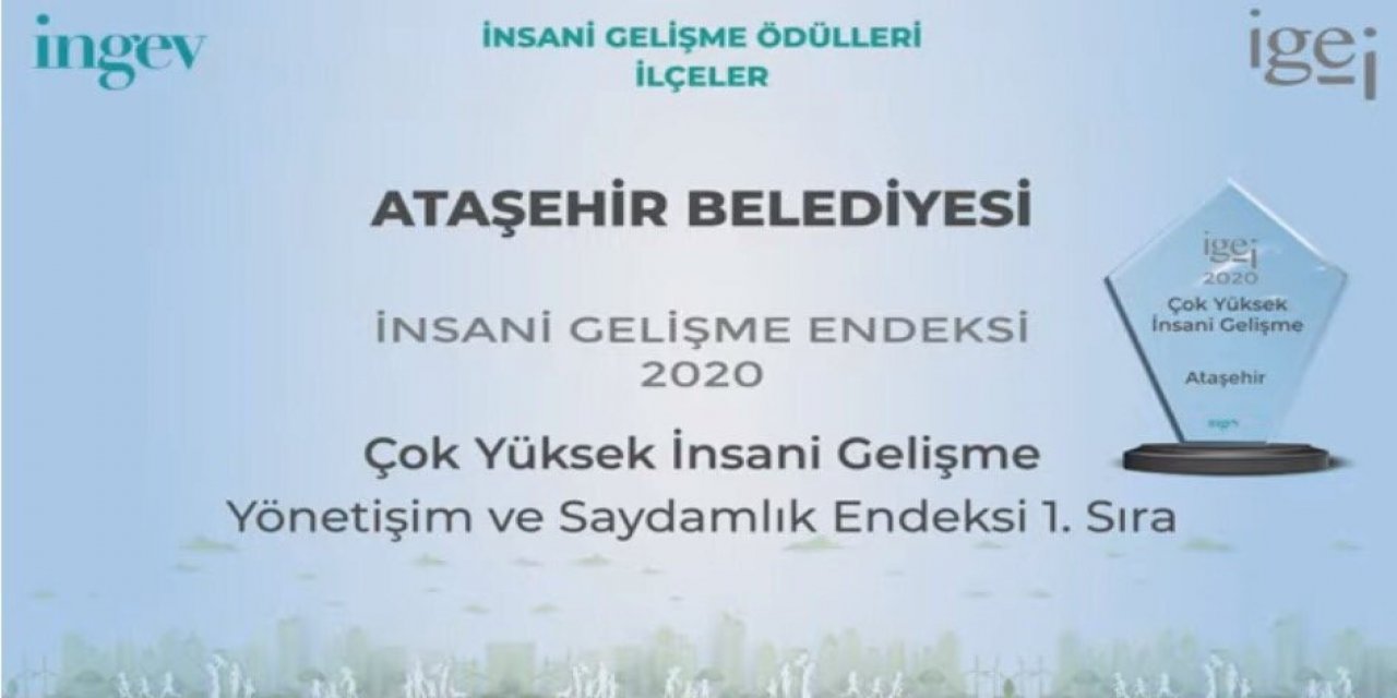 Ataşehir Belediyesine Çok Yüksek İnsani Gelişme Ödülü