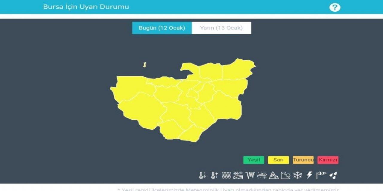Bursa İçin Sarı Uyarı