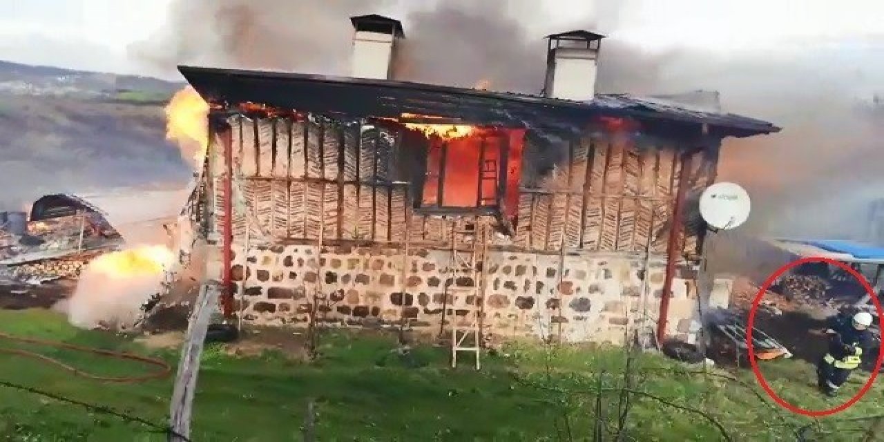 İ̇tfaiye Eri, Alevler İçinde Yanarak Çöken Evin Altında Ölümden Döndü
