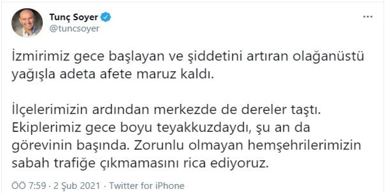 İ̇zmir’de Aşırı Yağışlarla İlgili Son Dakika Açıklaması