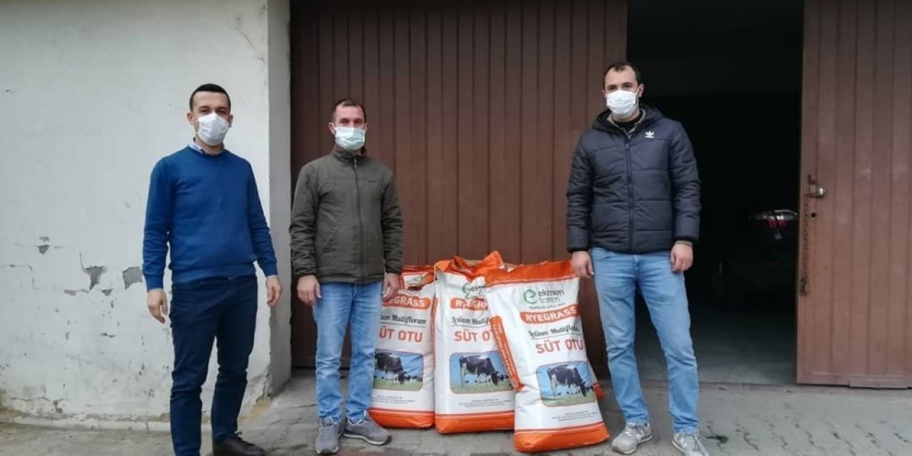 Çiftçilere 250 Kilogram İ̇talyan Çim Tohumu Dağıtıldı