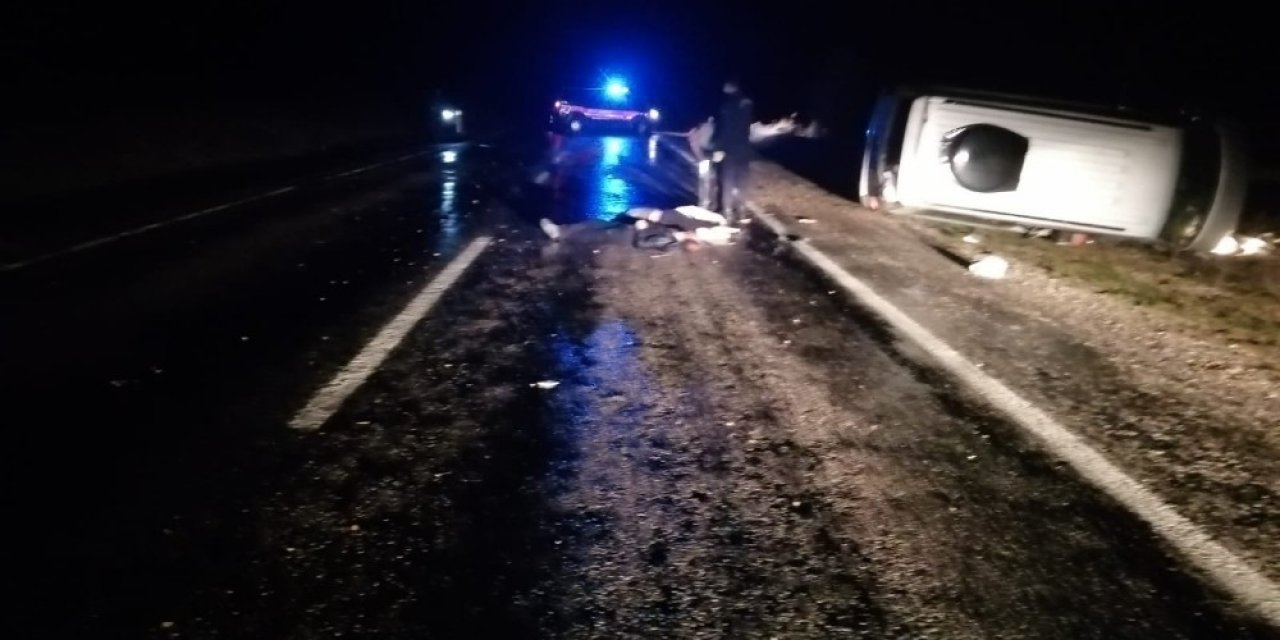 Yaban Domuzuna Çarpan Otomobil Devrildi: 1 Ölü, 2 Yaralı