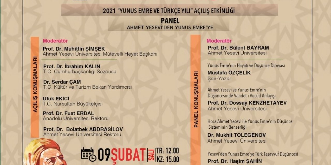 “ahmet Yesevî’den Yunus Emre’ye” Paneli Düzenlenecek