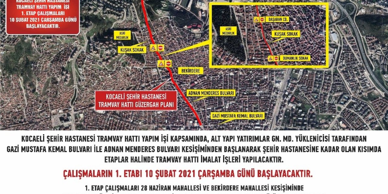 Şehir Hastanesi Tramvay Hattı İçin Yol Kapatılacak